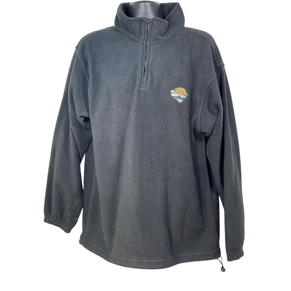 NFL‎ Jacksonville Jaguars Fleece Quarter Zip Pullover Black L vtg football